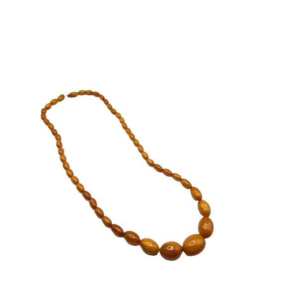 Butterscotch Baltic AMBER beaded Egg York GRADUATED necklace barrel clasp - Picture 4 of 9